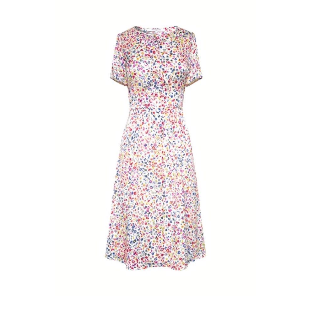 GERARD DAREL Salvina - Short‎ Belted Floral Print Dress In Ecru